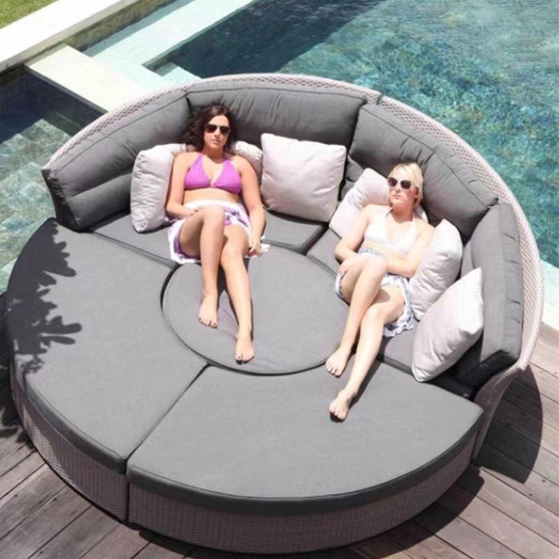 Set Sofa Daybed Bulat Rotan Lu - Outdoor Daybed Furniture ulasan dan harga