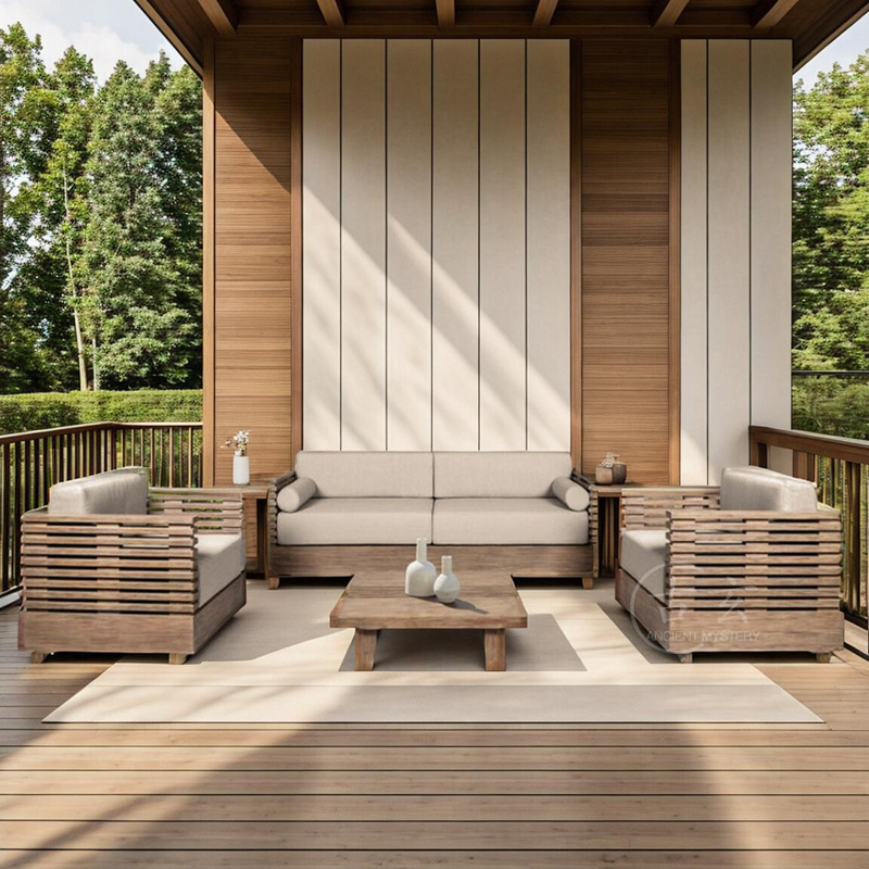Set Sofa dan Meja Kopi Kayu Ja - Outdoor Furniture Upholstery ulasan dan harga